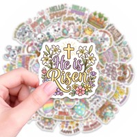 Baide – Lot de 50 autocollants adhésifs à thème Pâques, motif lapin et œuf de dessin animé, pour le carnet de notes du Festival du Printemps