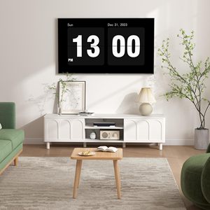 Meuble <span class=keywords><strong>TV</strong></span>, centre de divertissement, grand rangement, console multimédia pour salon, portes coulissantes, étagères réglables, bois moderne - Product Image 3
