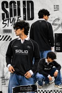 T-shirt à manches longues de style raglan pour homme, de qualité supérieure, avec poignets et col, vêtements décontractés modernes, disponible à la vente - Product Image 6
