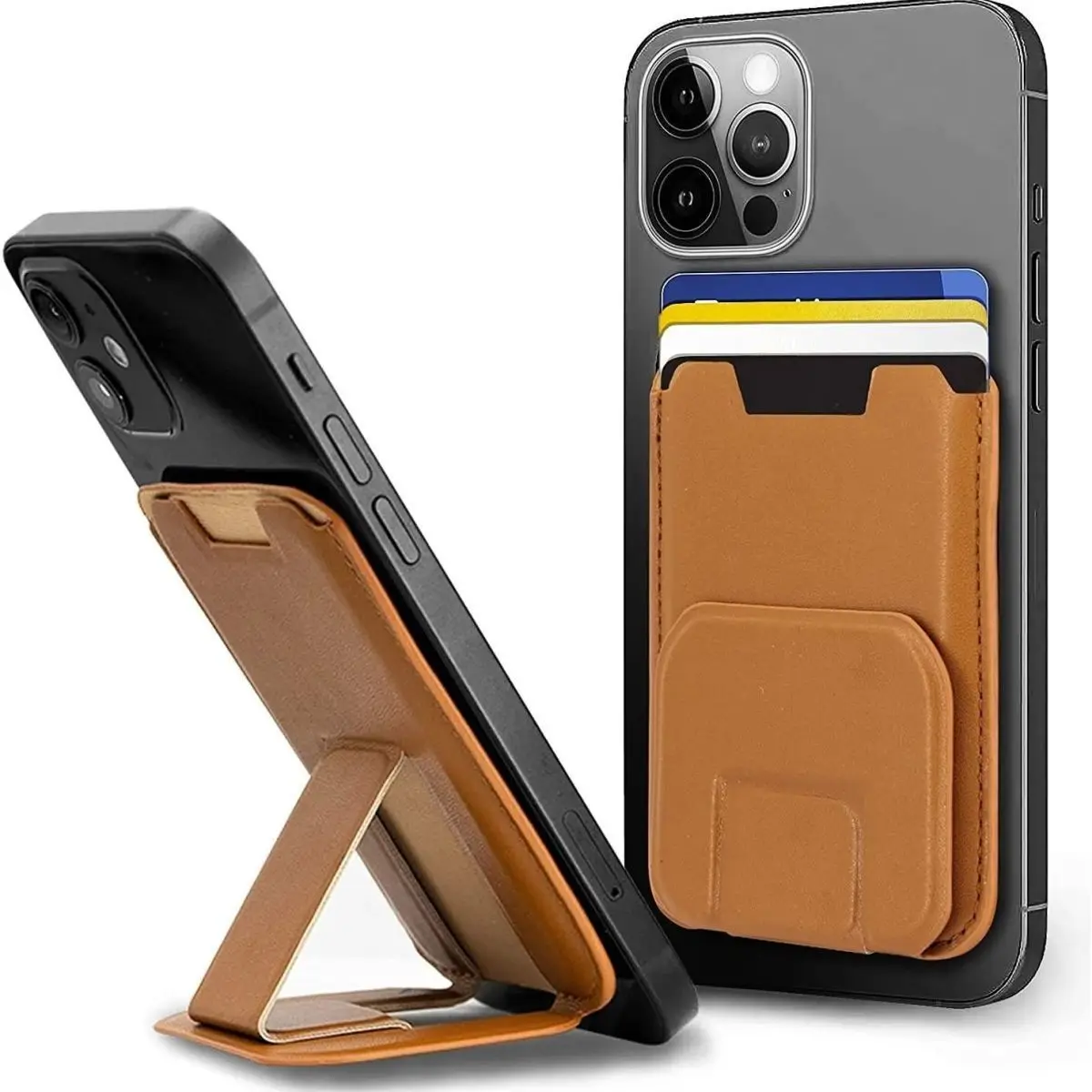 Phone Wallet Case Card Holder with Built-in Magnet Enhanced Magnetic Strength Phone Card Holder