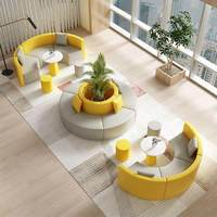 Ensemble de canapé et table basse créatifs en forme de S, en cuir, simple et moderne, pour bureau, réception, salle d'attente ou garderie pour enfants