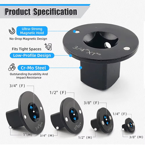 Набор из 4 низкопрофильных магнитных переходников для ударных головок: 3/4 дюйма (штекер) на 1/2 дюйма (гнездо), 1/2 дюйма (штекер) на 3/8 дюйма (гнездо), 3/8 дюйма (штекер) на 1/4 дюйма (гнездо) - Product Image 3