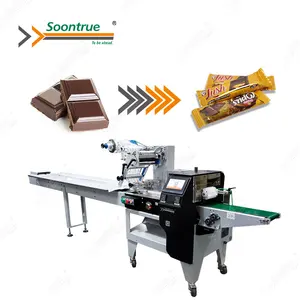 Machine d'emballage à flux horizontal automatique pour sucettes, bonbons, barres de chocolat