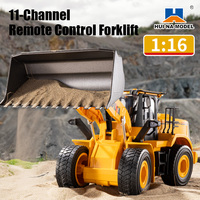 Bulldozer RC de 11 Canales, Escala 1/16, Vehículo de Construcción de Hormigón Reforzado, Control Remoto de 2.4GHz, Juguete para Niños, Huina 1552