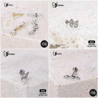 Clous de piercing en titane G23 ASTM F136 avec dos plat CZ pour cartilage, hélix, tragus – Bijoux de mode en gros