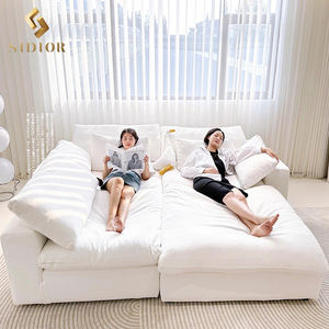 Divano Letto Componibile Modulare a L o a U Bianco Reclinabile Lazy Cloud in Piuma d'Oca Compressa - Product Image 3