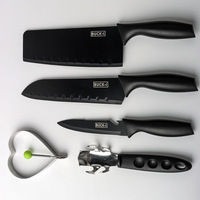 Ensemble de 5 couteaux de cuisine noirs de haute qualité en acier inoxydable, couteau de chef, couteau à fruits, éplucheur, gadgets de cuisine pour la maison