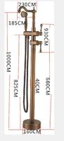 Robinet de baignoire sur pied de style antique poli, eau chaude et froide, pour baignoire en bois, ensemble douche et lavabo sur piédestal, tout en cuivre