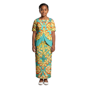 Vestido Puletasi Samoano para Niña, Diseño Tribal Tapa, con Cuello Recortado, Ropa Infantil para Fiesta, Iglesia, Estilo Polinesio - Product Image 5