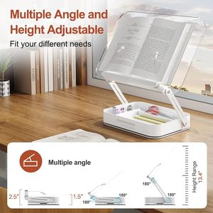 Xách tay chiều cao có thể điều chỉnh 360 xoay cuốn sách đứng kim loại gấp bookend với lưu trữ cho thuận tiện đọc sách - Product Image 6