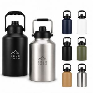 Custom Logo 64oz 128oz Stainless Steel Vacuum Insulated <b>Water</b> Jug <b>Large</b> Capacity <b>Bottle</b> with Handle for Outdoor Camping - Product Image 1