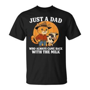 Western Cowboy Cat Just A Dad Who Came Back With Milk Camiseta - Product Image 1