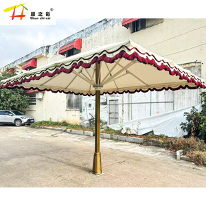 Parasol de <span class=keywords><strong>luxe</strong></span> grand format design palais pour extérieur, en acier inoxydable et aluminium, avec base, haute qualité, résistant au vent - Product Image 5