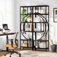 Étagères ouvertes à 7 étagères bibliothèque en métal en bois présentoir unité de rangement pour bureau ou salon étagère autoportante