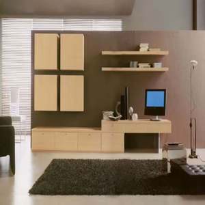 Meuble TV moderne pour salon, finition mélamine personnalisée, meuble fonctionnel en bois, armoire et étagère - Product Image 1