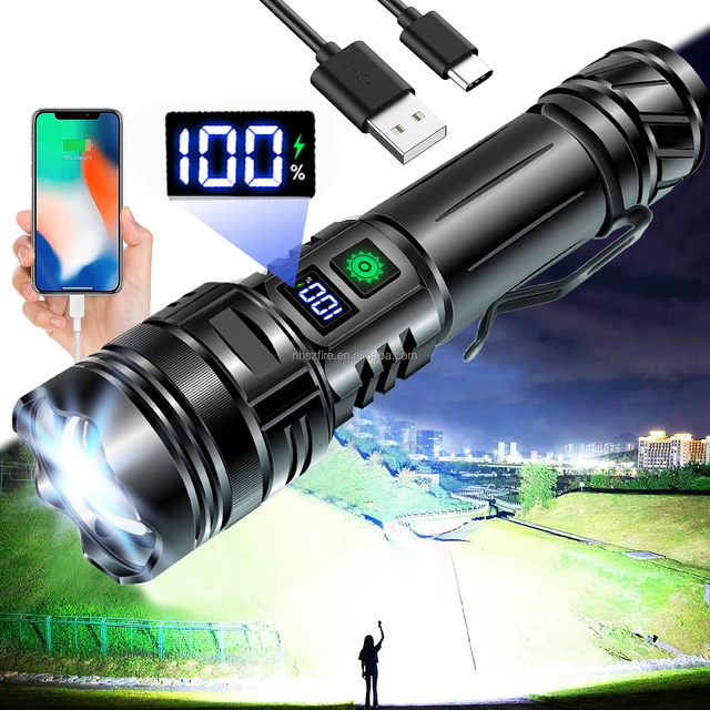 Rechargeable Waterproof LED Flashlights Penclip Design Power Bank Torch Lights 500m Long Range Zoom Aluminum Alloy for Outdoor