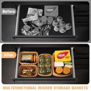 Set of 4 Stackable Vintage Willow <strong>Basket</strong> <strong>Storage</strong> Woven Wood Rattan <strong>Wicker</strong> Changing <strong>Unit</strong> Tray for Picnic Organiser - Product Image 3