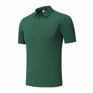เสื้อโปโลโพลีเอสเตอร์สีทึบสำหรับผู้ชายแขนสั้นชุดทำงานสวมใส่ได้ทุกวัน - Product Image 4