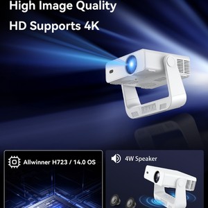C880 Portable 270 °   Projecteur rotatif Android 14 Allwinner H723 200 ANSI Lumens avec décodage 4K pour la maison et l'extérieur, mini-projecteur Wi-Fi - Product Image 1