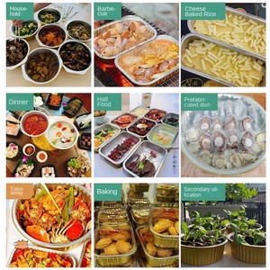 Prix d'usine 1050ml 1400ml Boîte à lunch ronde en aluminium avec revêtement en laque dorée Contenant alimentaire en aluminium pour micro-ondes - Product Image 5