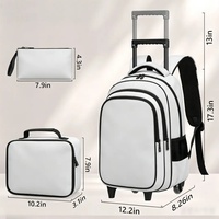 Sac à dos à roulettes personnalisé avec lettres, ensemble de 3 pièces, pour enfants, en microfibre, imperméable, écologique, sac de transport scolaire à roulettes, sac à déjeuner