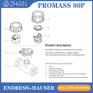 เครื่องวัดอัตราการไหลแบบโคริโอลิส E+H Endress+Hauser Proline Promass 80P สำหรับการวัดหลายค่าเชิงปริมาณ (อัตราการไหล, ความหนาแน่น, อุณหภูมิ) - Product Image 6