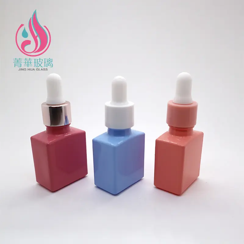 30ml glass serum bottle matte blue and pink face essential oil dropper container bottle 30ml