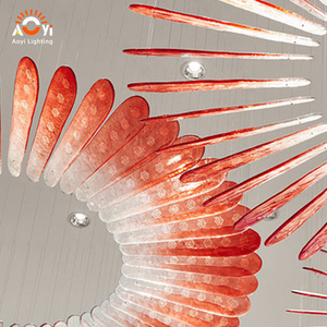 Lámpara <span class=keywords><strong>de</strong></span> Techo LED con Forma <span class=keywords><strong>de</strong></span> Pluma Hecha a Mano por Aoyi Lighting - Decoración <span class=keywords><strong>de</strong></span> Arte Oriental para Residencias y Mansiones <span class=keywords><strong>de</strong></span> Alta Gama - Product Image 6