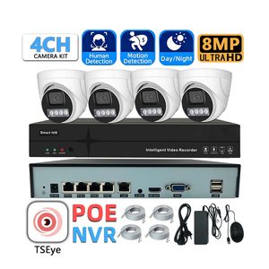 Kit NVR POE TSEye 4CH 4K, Cámara Domo 4MP 5MP 8MP, Luz Dual IR, Visión Nocturna a Todo Color, Detección Humana, Sistema CCTV Interior - Product Image 1