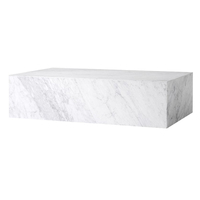 Table basse moderne en marbre blanc et gris, socle bas, table basse en marbre, table basse en marbre pour hôtel, villa, chambre, cube en marbre