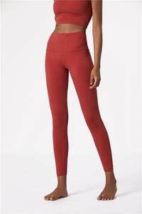 Athletic Nylon <strong>Red</strong> Yoga Leggings With Pocket Bodybuilding Women Nude Feel Sports Pants Jogging Elastic Gym <strong>Tights</strong> - Product Image 4