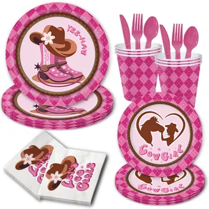 Western Cowboy Party Supplies - Serves 24 Guest Includes Dinner Paper Plates, Cups and Napkins Perfect for Western Cowboy Theme