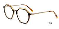 Vente en gros de lunettes optiques unisexes de haute qualité, style tendance, design polygonal, en acétate et métal, fabriquées à la main