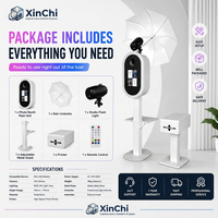 Machine de photomaton portable professionnelle 2025 pour iPad avec anneau lumineux RGB et parapluie flash de studio pour location d'événements de mariage