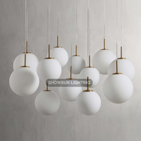 Luminaire suspendu moderne et créatif en forme de boule de verre ronde, pour cuisine, restaurant, avec douille E12