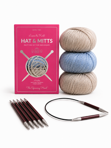 Kit de tricot DIY pour chapeau et moufles en fil neutre motif Dune de sable avec aiguilles circulaires et aiguille à tapisserie pour débutants - Dune de sable - Product Image 3