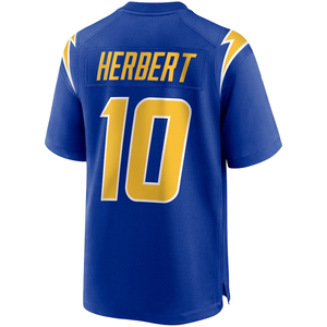 Maglia da Football Americano 2025 di Alta Qualità, Cucita, Numero 10 Justin Herbert, Bianco Blu Navy - Product Image 4