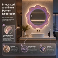 Miroir de salle de bain irrégulier personnalisé avec dégivreur intégré, éclairage LED intelligent, sans cuivre, support ODM, pour fabricants d'hôtels