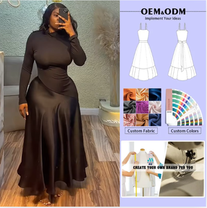 Abito Vintage da Donna in Raso a Vita Alta, Aderente, a Maniche Lunghe, Lunghezza Media, Estate 2026 Nuovo Modello di Alta Gamma - Product Image 1