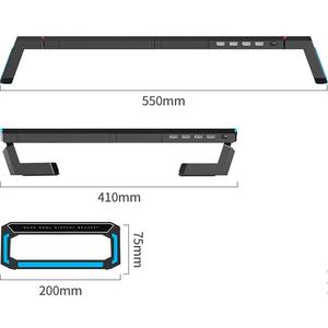 Support d'écran d'ordinateur avec 4 ports USB, rehausseur de bureau en aluminium, rangement pour clavier, pour ordinateur portable, PC, bureau - Product Image 5