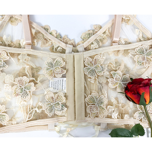 Da donna Sexy 2 pezzi Set Lingerie sensuale pizzo ricamo reggiseno trasparente con mutandine regolabili fornitore all'ingrosso OEM - Product Image 6
