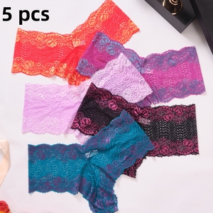 Più recente <span class=keywords><strong>5</strong></span> colori <span class=keywords><strong>5</strong></span> pezzi di alta qualità trasparente donna Sexy pizzo biancheria intima perizoma Plus Size - Product Image 1