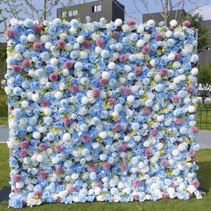Muro de Flores Artificiales de Rosas Azules, Decoración Floral para Bodas, Popular en Internet - Product Image 2