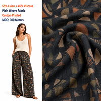 Tissu en rayonne et lin imprimé 55% lin 45% viscose pour pantalons larges, vêtements d'été et de villégiature, vente en gros