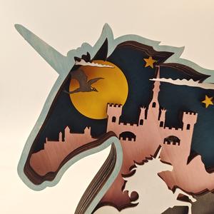 Animal Bois Artisanat Maison Lumière LED Bois Artisanat Décoration <span class=keywords><strong>Licorne</strong></span> Sculpture - Product Image 2