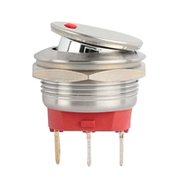 Interrupteur à bascule métallique autobloquant 22 mm 20A 12V 24V SPST étanche avec LED rouge pour montage sur panneau de commande de bateau ou tableau de bord de voiture