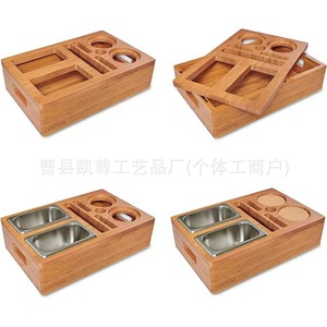 Solid wood storage box with drawers and desktop, multi-compartment for storing snacks, fruits, dried fruits, <b>beer</b>, and - Product Image 4