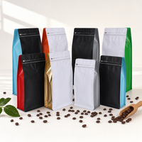 Vente directe usine – Sacs d'emballage pour grains de café à fond plat, scellés sur huit côtés, avec valve et fermeture éclair, 250g, 500g, 1000g, 1kg