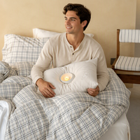 Parure de lit 4 pièces personnalisable en coton à carreaux écossais, housse de couette ultra douce et confortable, imprimé décoratif pour la maison