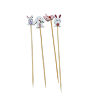 Brochette de bambou de lapin rose blanc Bâtonnets de fruits jetables écologiques Apéritif Cure-dents 100pcs Pack